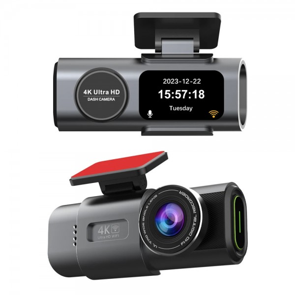 Camera Auto DVR ONICOM, 4K Ultra HD, Vedere nocturnă, G-Sensor, GPS, Camera marșarier, 170° unghi, Inregistrare în buclă