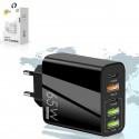 Încărcător Rapid 65W, 5 Porturi USB, 3x USB-A, 2x USB-C, Compatibil iPhone, Samsung, Xiaomi, Huawei, Multiport pentru Telefon, Smartwatch, Negru