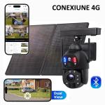 Camera de supraveghere 4G cu panou solar , ZOOM optic , dual lens