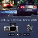 Camera Auto DVR, 4K Ultra HD, Vedere nocturna, G-Sensor, GPS, Camera marsarier, 170° unghi, Inregistrare in bucla
