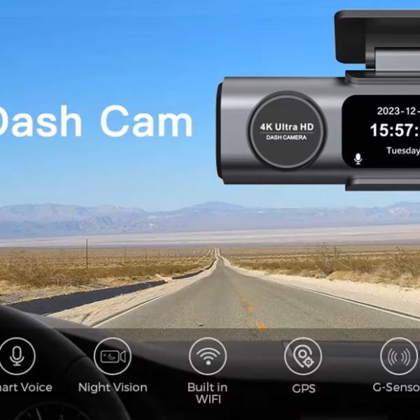 Camera Auto DVR, 4K Ultra HD, Vedere nocturna, G-Sensor, GPS, Camera marsarier, 170° unghi, Inregistrare in bucla