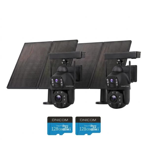 Pachet 2 X Camera de supraveghere 4G cu panou solar , ZOOM optic , dual lens
